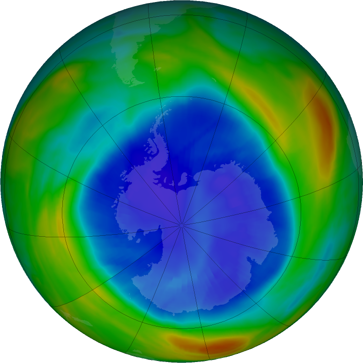 Antarctic ozone map for 04 September 2018